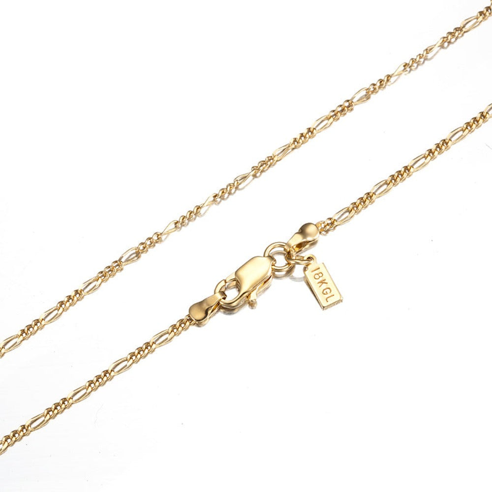 18ct Heavy Yellow Gold Plated Fine Figaro Chain Necklace - USA Made-0